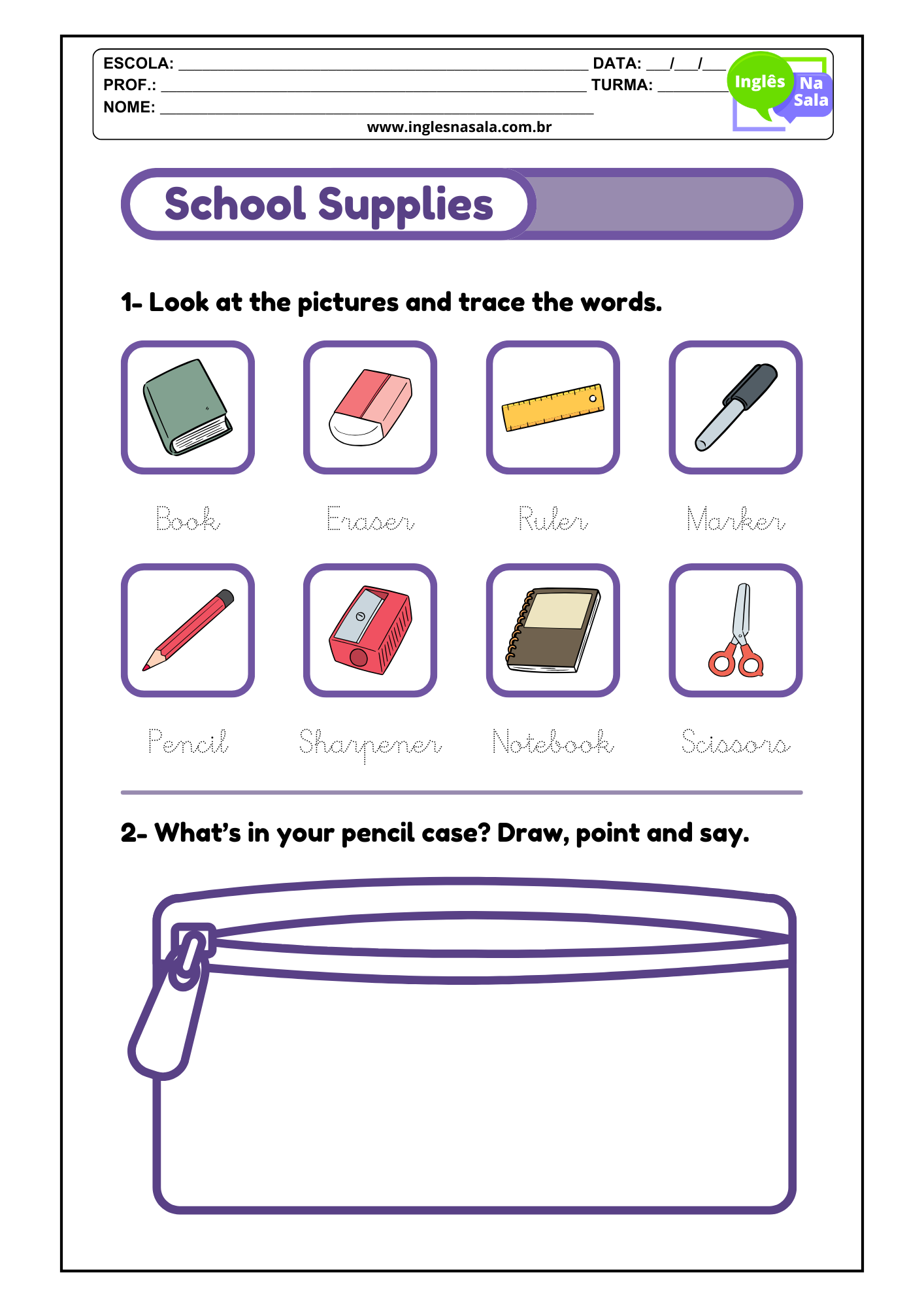 School Objects Objetos Escolares