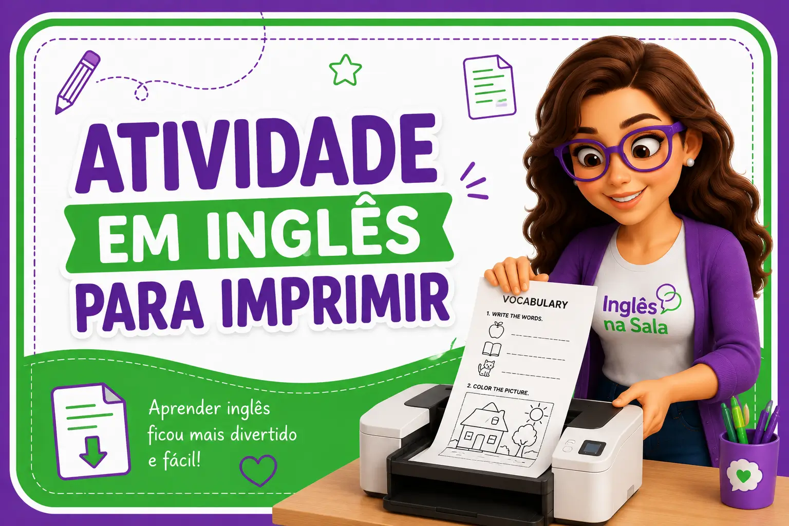 Atividade de inglês para imprimir